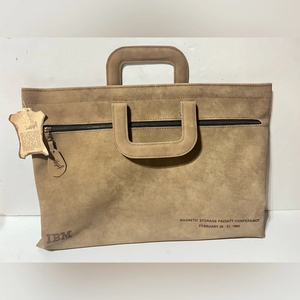 IBM Hazel Mojave Suede Bag Tan Vintage Conference Messenger Memorabilia